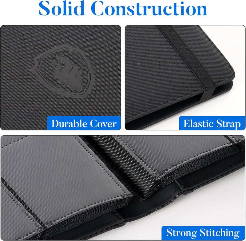 Fabmaker Premium 9 Pocket Card Binder for 540 Cards, PU Cover Trading Card Binder, Sturdy Card Collection Album, Sleek Card Holder Folders for Game Cards & Sports Cards, Black - Image 2